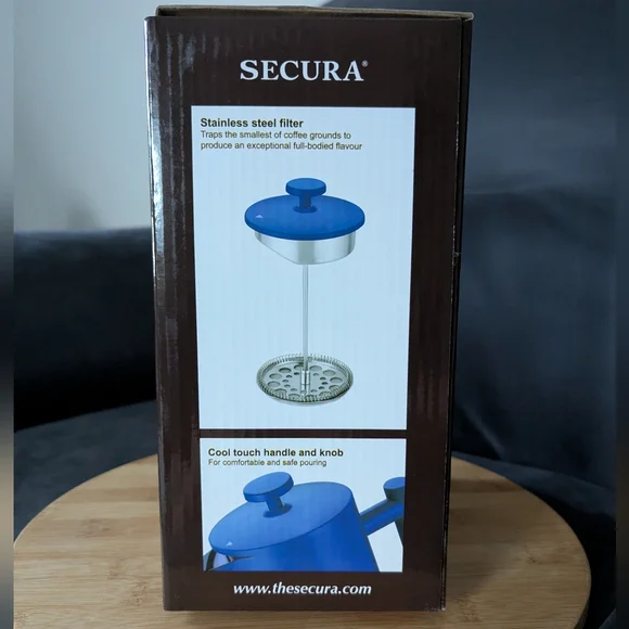 Secura French Press Stainless Steel Blue Coffee Maker - Picture 5 of 10